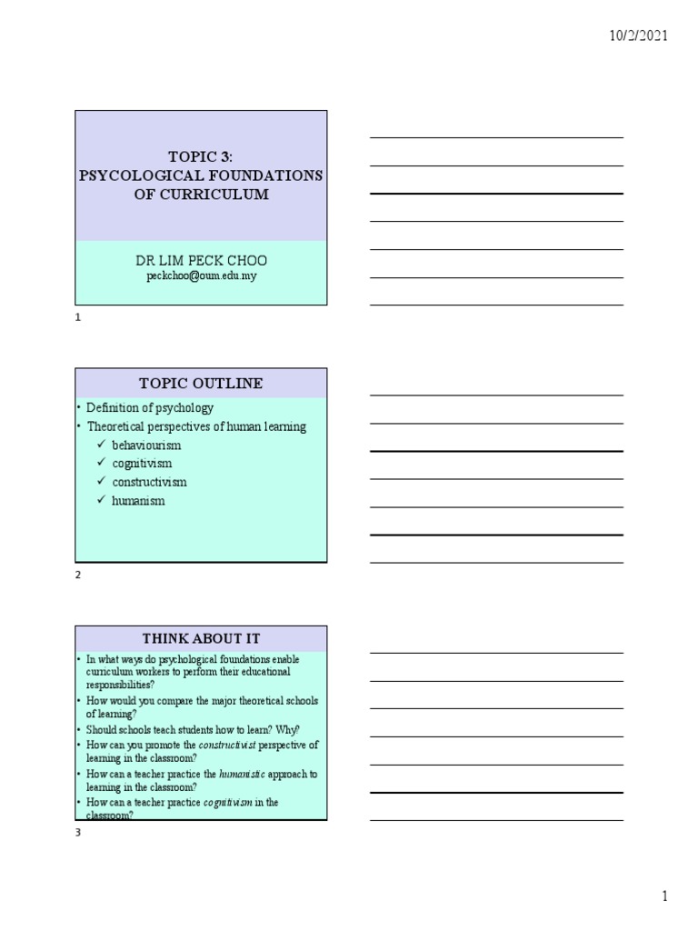 Psychological Foundations of Curriculum | PDF | Constructivism ...