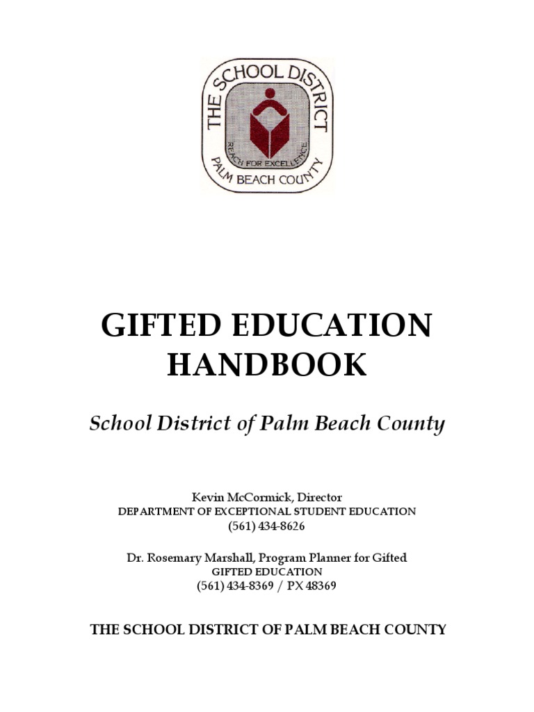 Palm Beach County Gifted-Handbook | PDF | Gifted Education | Intellectual  Giftedness