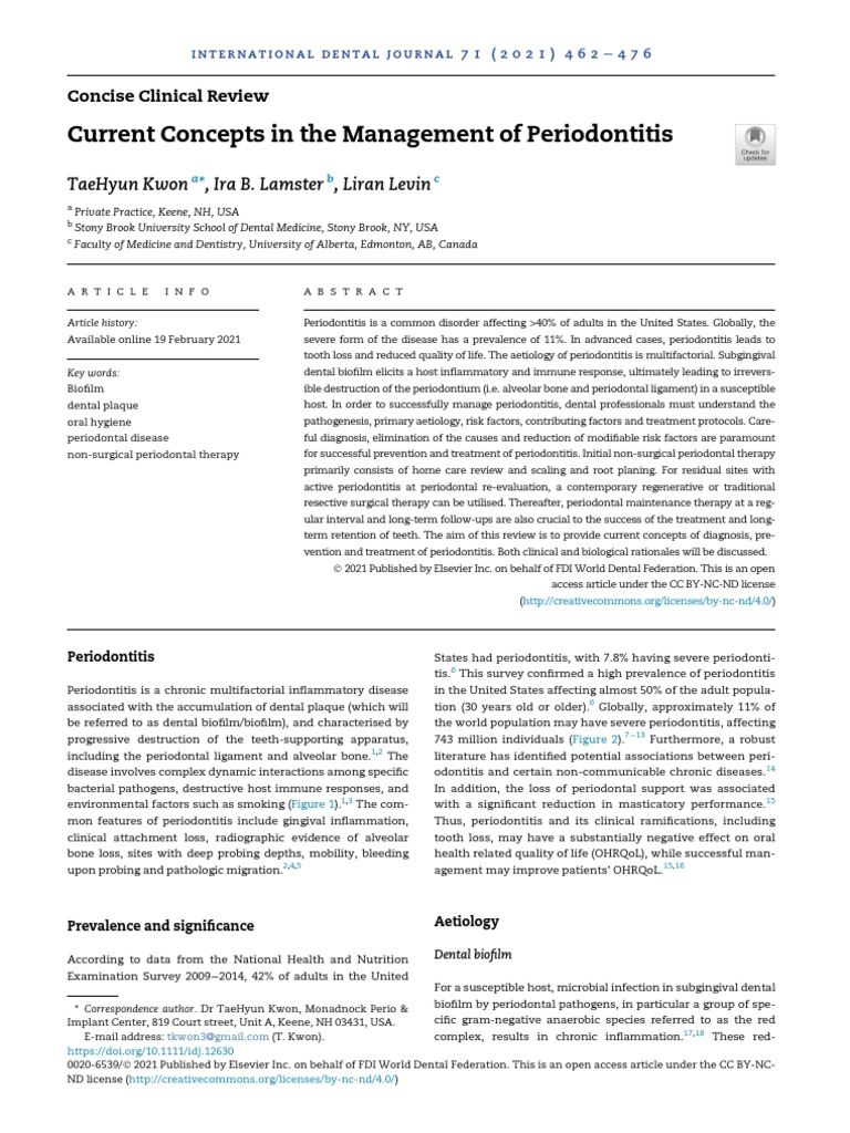 Management of Periodontitis Review | PDF | Periodontology | Health Sciences