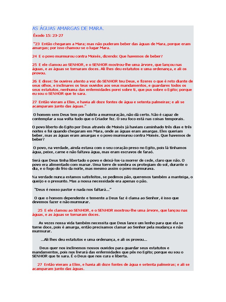 As Águas Amargas de Mara PDF Moisés Livro do Êxodo
