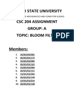 Borno State University CSC 204 Assignment Group: A Topic: Bloom Filter
