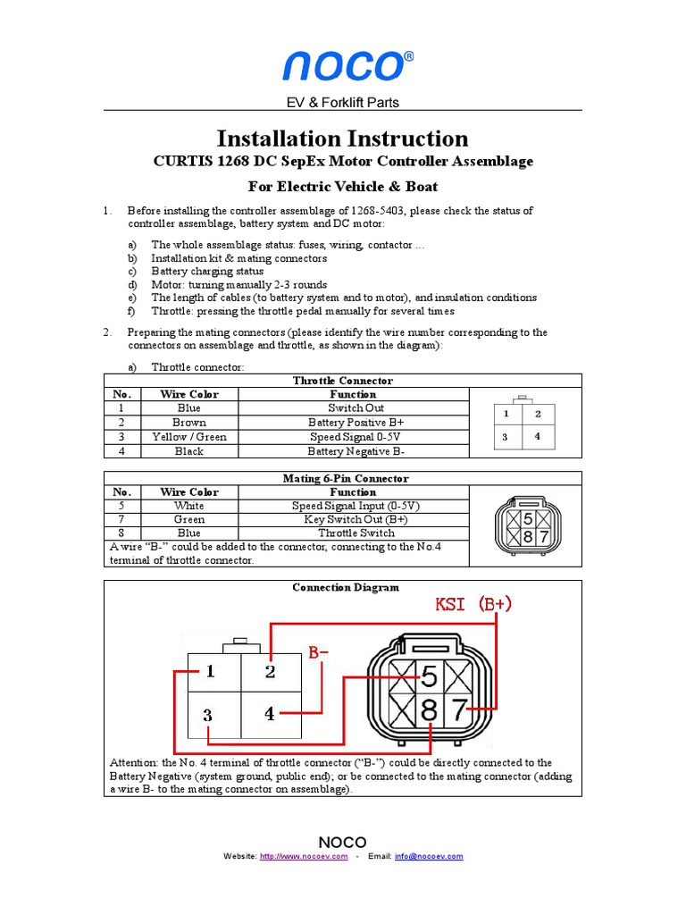 Installation Instruction: Curtis 1268 DC Sepex Motor Controller
