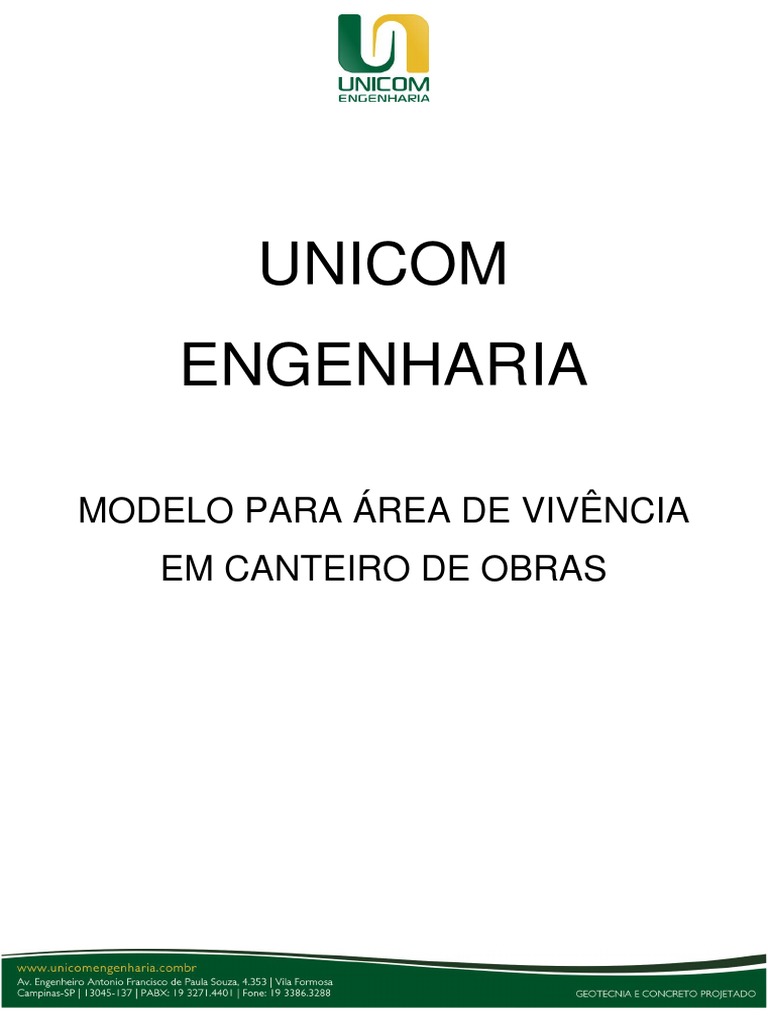 Modelo de Área de Vivência em Canteiro de Obras | PDF