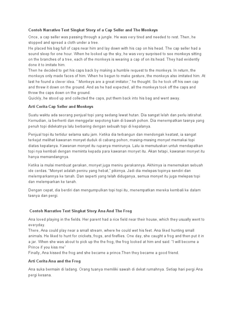 Storytelling Narrative Text Singkat | PDF
