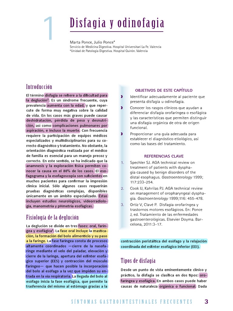 01 Disfagia y Odinofagia | PDF | La enfermedad por reflujo ...
