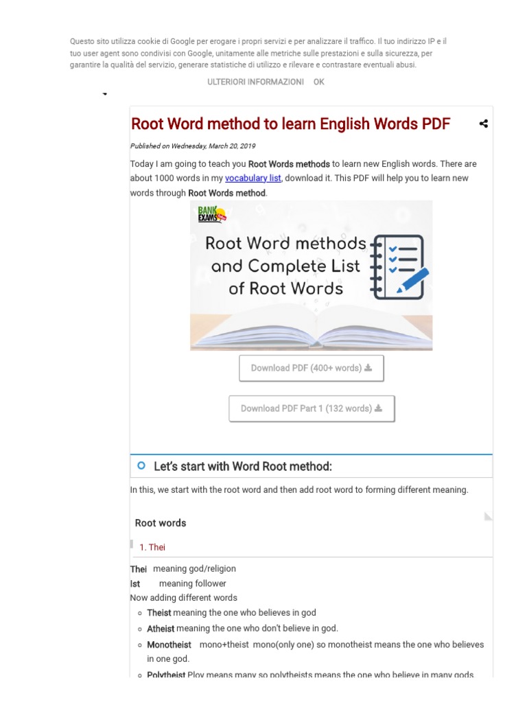 Learn English with Root Words Method | PDF | God