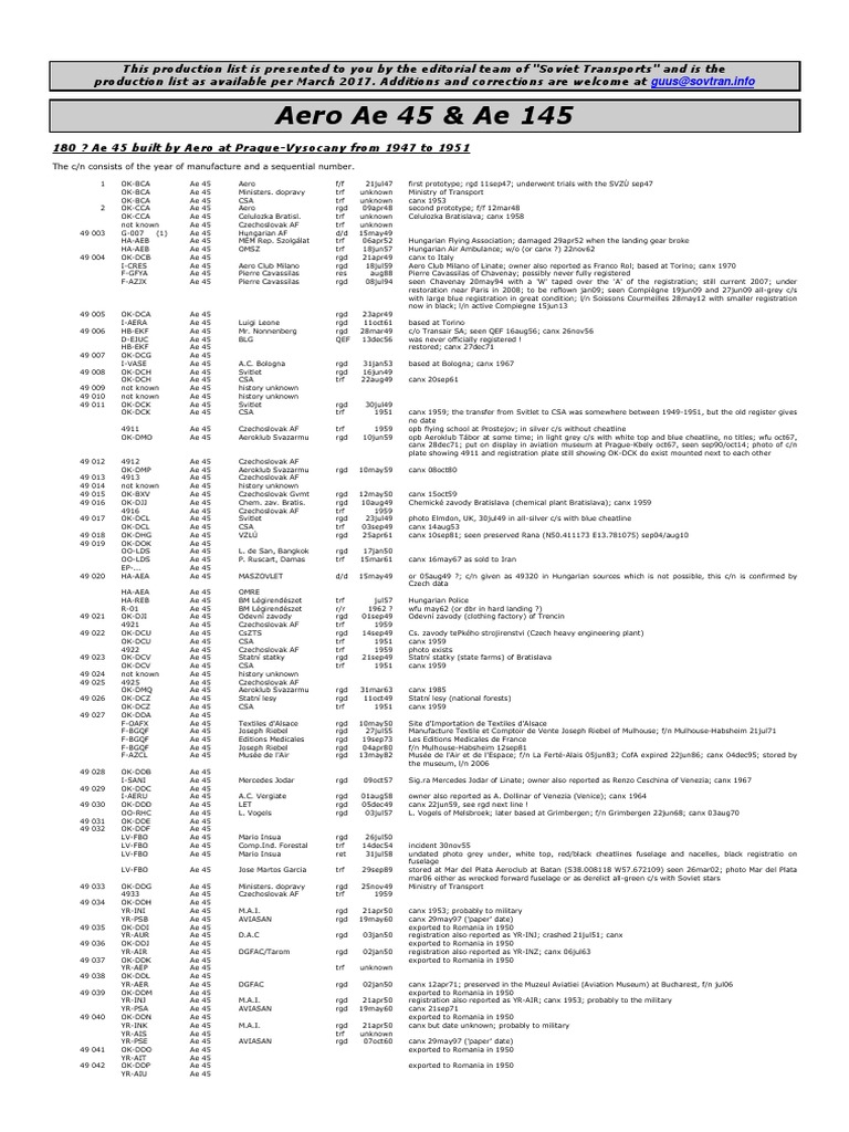 Aero 45 145 270 Let l200 l410 l610 | PDF | Aviation | Aircraft
