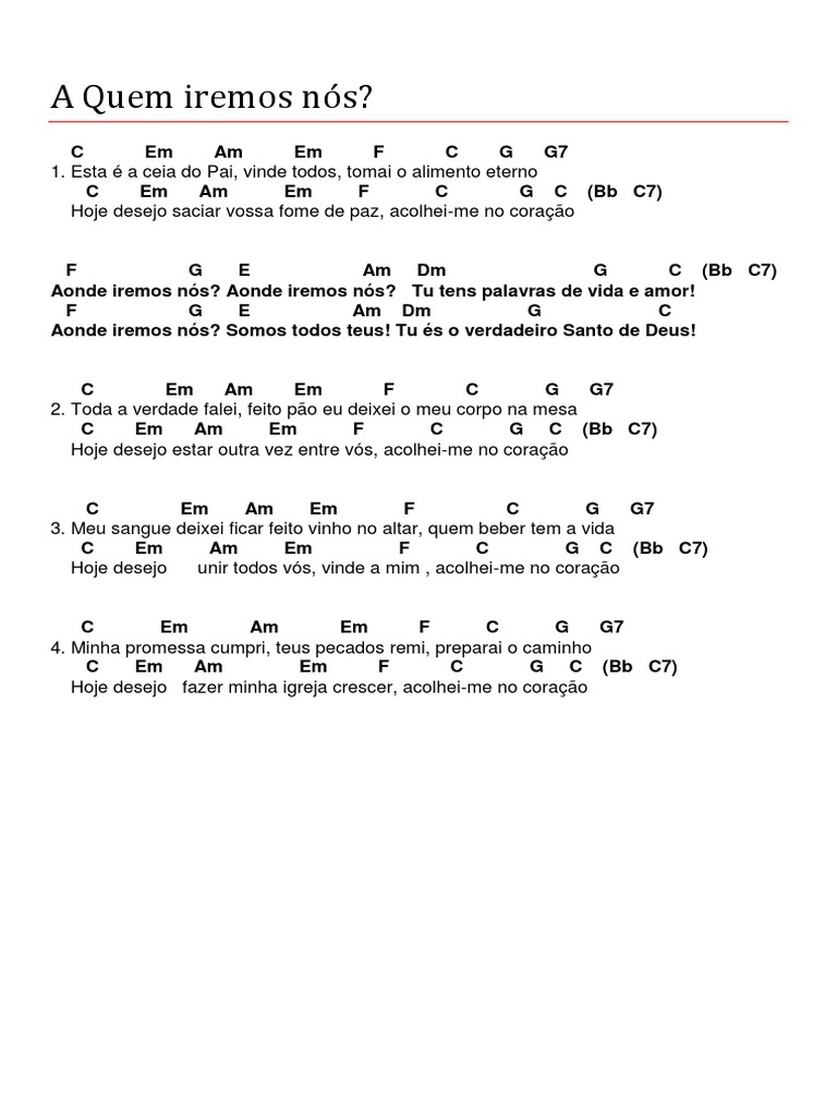 Aonde Iremos Nós: Cifras e Letra | PDF