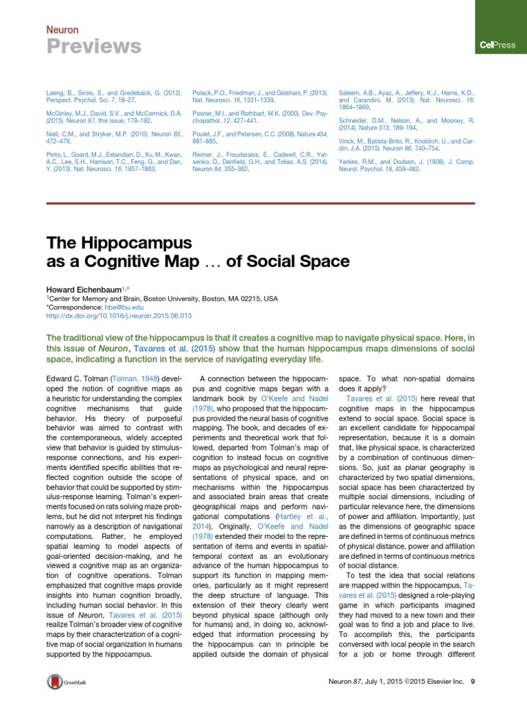 The Hippocampus As A Cognitive Map of Social Space | PDF | Hippocampus ...