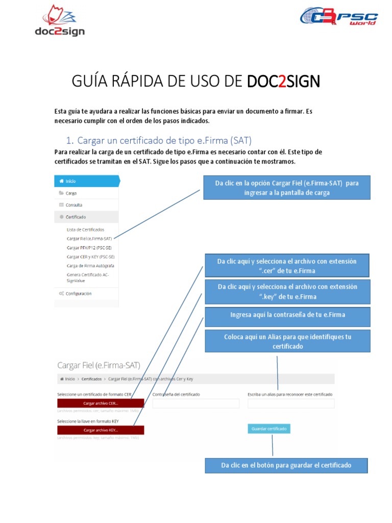 Guía rápida para usar Doc2Sign | PDF | Contraseña | Software
