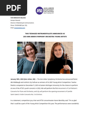 2021 Young Artist Press Release