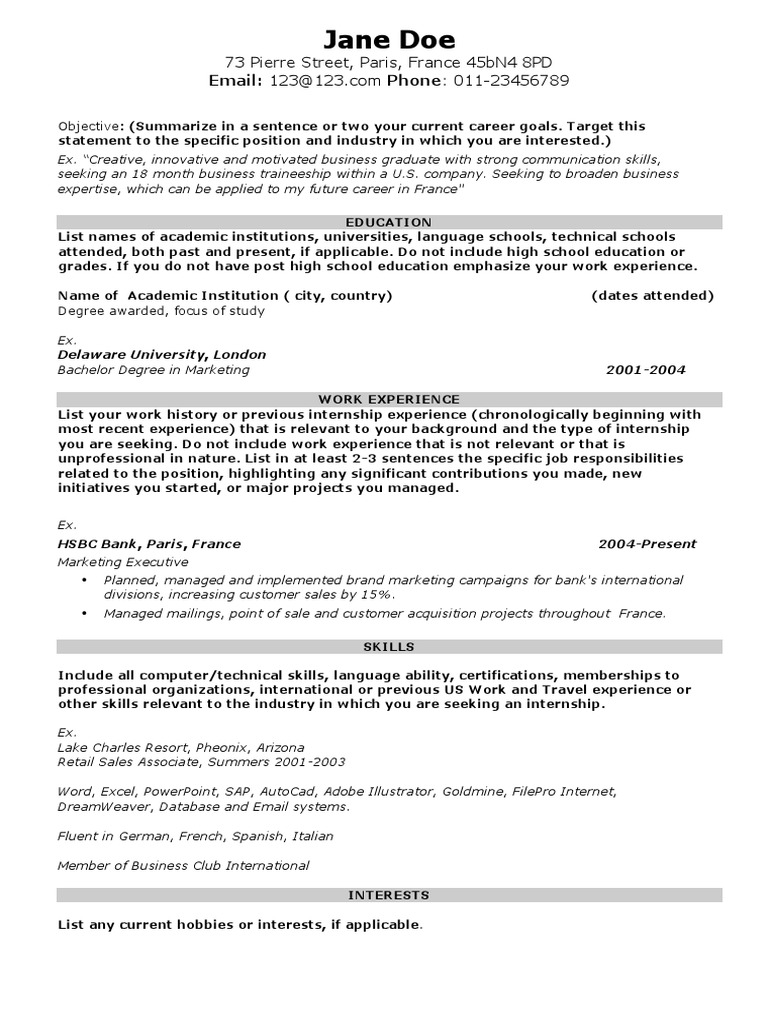 CV American American Resume - 1671300352