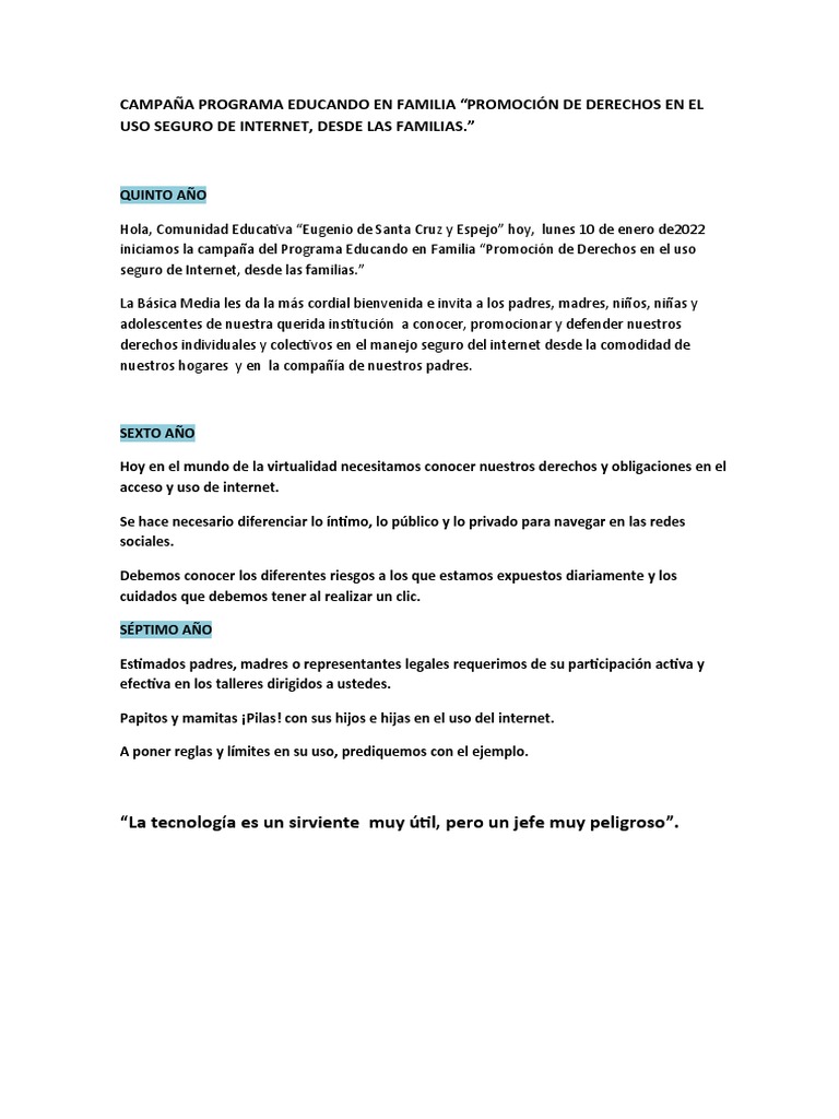 Campa a programa educando en familia 2022 pdf