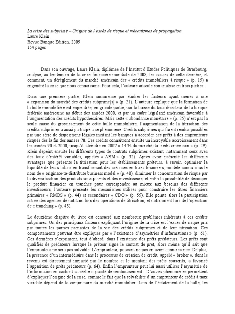 Crise des subprimes : causes et impacts | PDF | Crise des subprimes ...