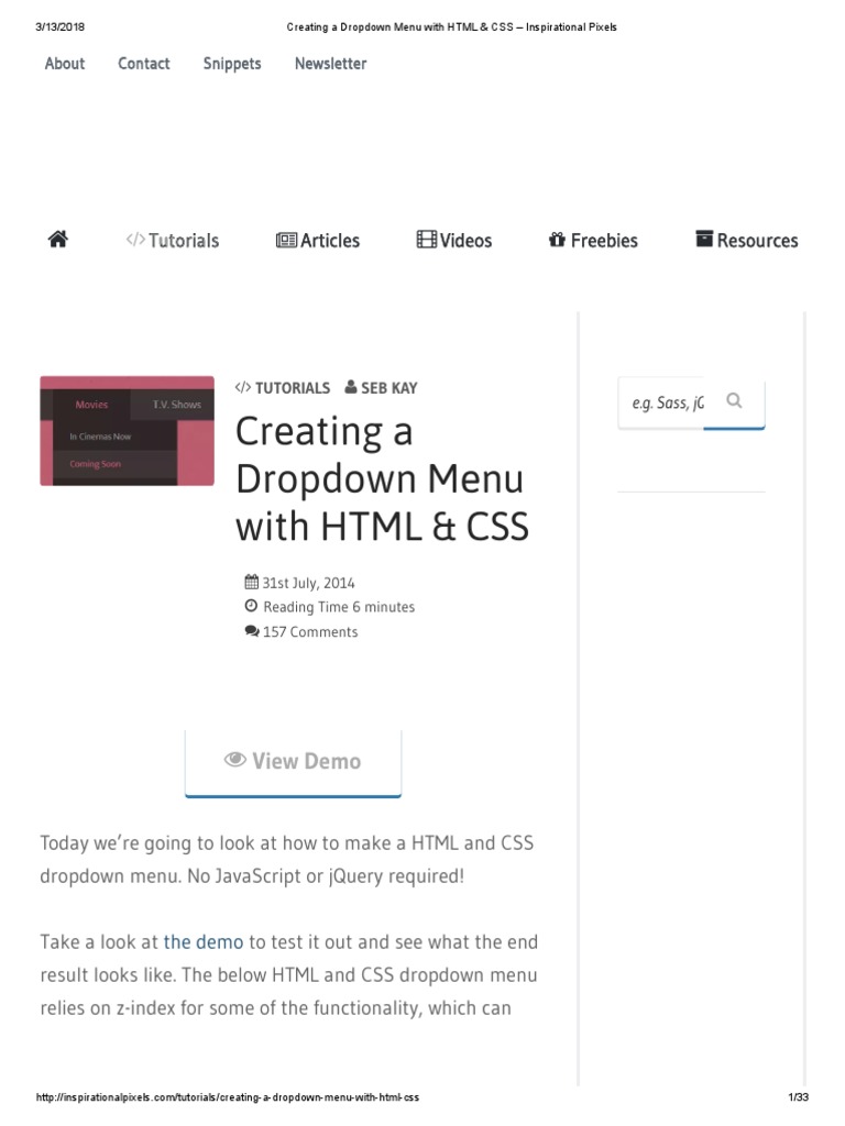 Creating A Dropdown Menu With HTML and C | PDF | Html Element | World ...