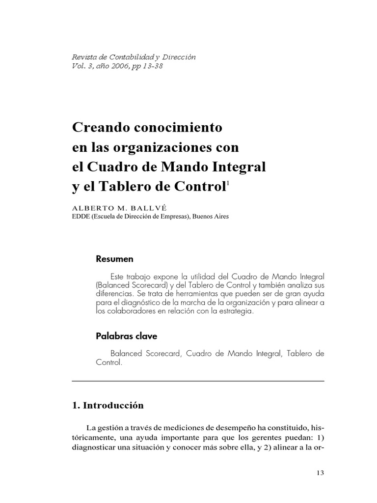 Ballve BSC y Tablero de Control 2006 | PDF | Cognición | Business