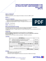 Certificat D'Aptitude Professionnelle de Conducteur Routier Marchandises 1 An Option FIMO (IPPL11)