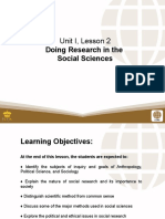 Unit I, Lesson 2: Doing Research in The Social Sciences