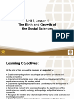 Unit I, Lesson 1: The Birth and Growth of The Social Sciences