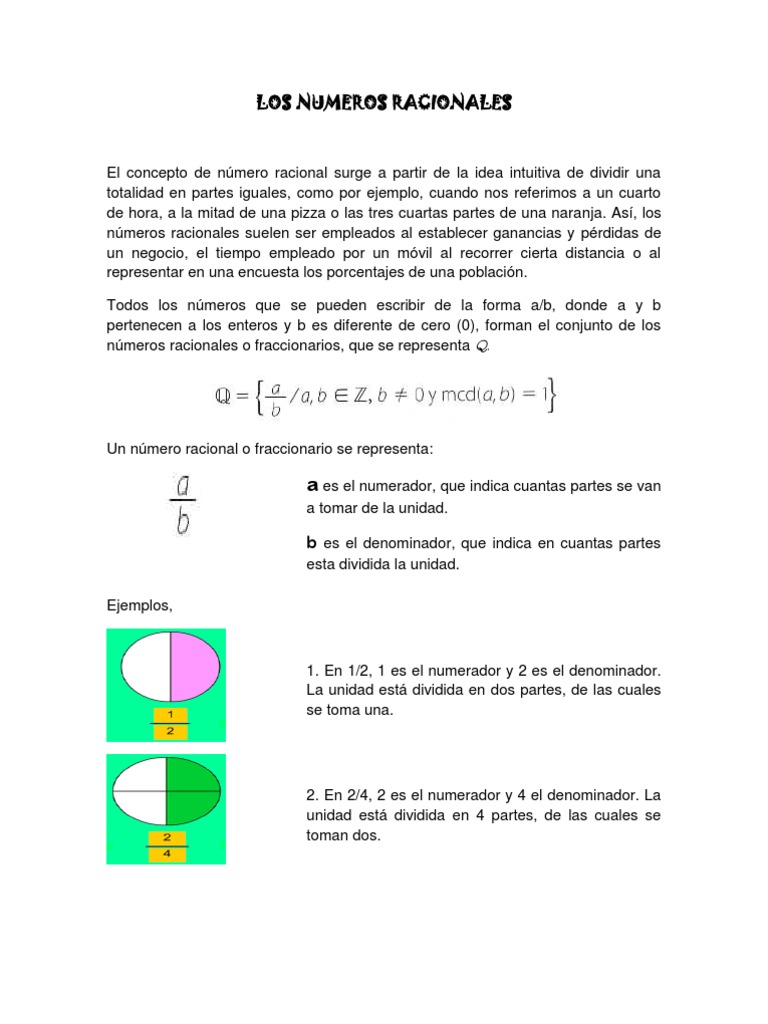 Introducción a los Números Racionales | PDF | Fracción (Matemáticas ...