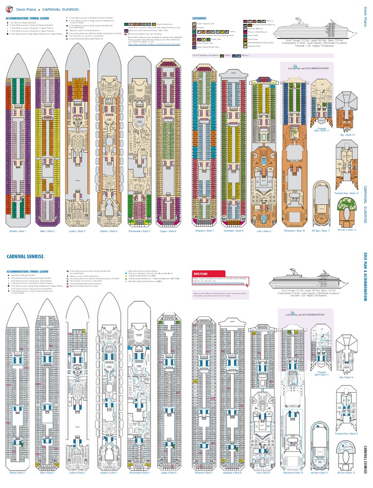 Carnival Sunrise Deck Plan PDF PDF Deck (Ship) Ships