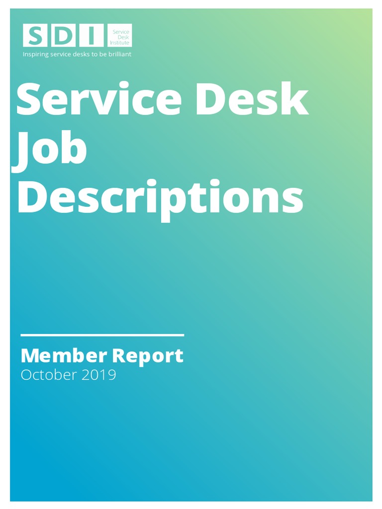 1910 Service Desk Job Descriptions PDF Performance Indicator Employee Retention