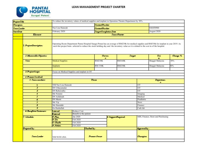 LEAN Project Charter | PDF | Economies | Business Process
