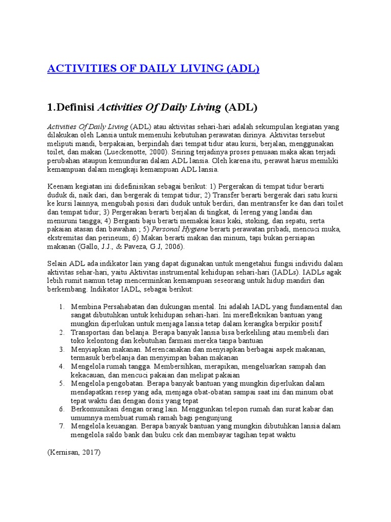 Activities of Daily Living PDF