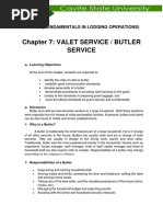 Chapter 7: Valet Service / Butler Service: Bshm21 (Fundamentals in Lodging Operations)