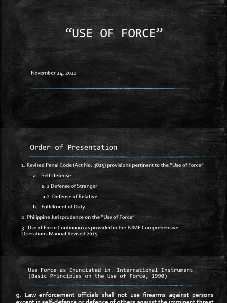 Legal Framework on Use of Force | PDF | Criminal Law | Use Of Force