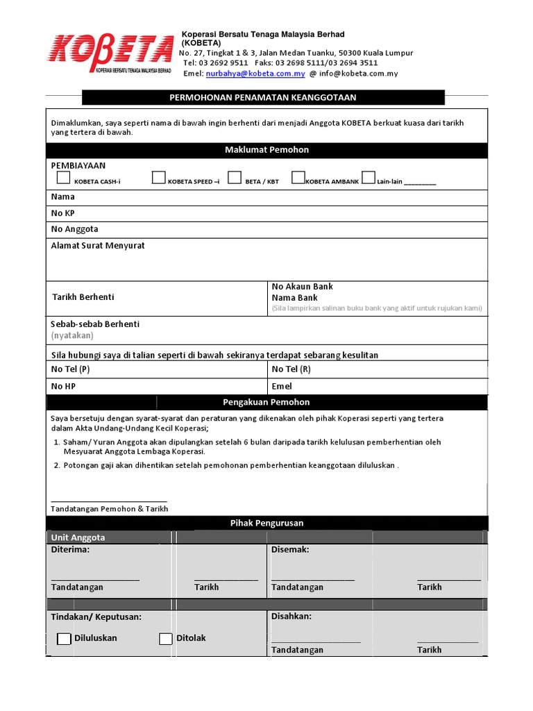 Borang penamatan  PDF