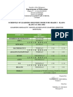 Department of Education: Schedule of Learning Delivery Mode For Grade I - Ilang-ILANG S.Y 2021-2022