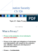 Information Security CS 526: Topic 21: Data Privacy