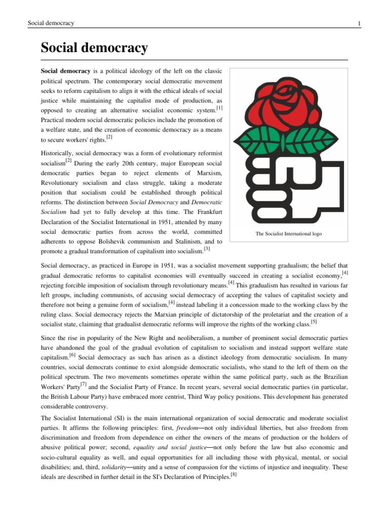 Social Democracy PDF Social Democracy Socialism