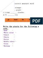 Choose The Correct Measure Word: 1. Wu - Xiangpi 2. San - Qianbi 3. Liang - Jiandao 4. Yi - Ren