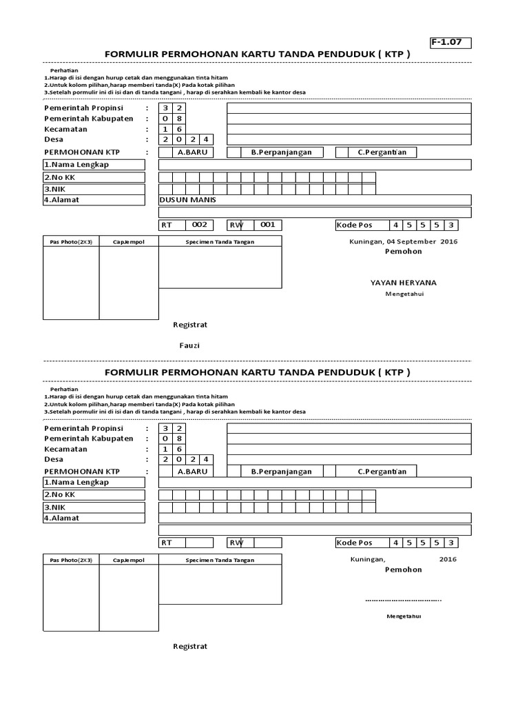 Form KTP Udin Sanudin | PDF