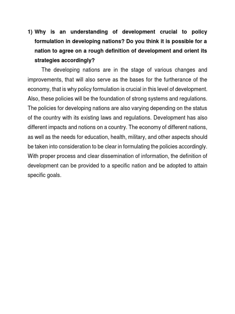 Understanding Development for Policy Formulation | PDF | Career ...