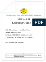 Learning Guide #1: NTQF Level - III