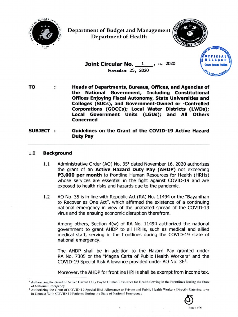 DBM Doh Joint Circular No 1, S 2020 Final | PDF | Health Care | Hospital