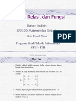 Matriks, Relasi, dan Fungsi untuk Matematika Diskrit