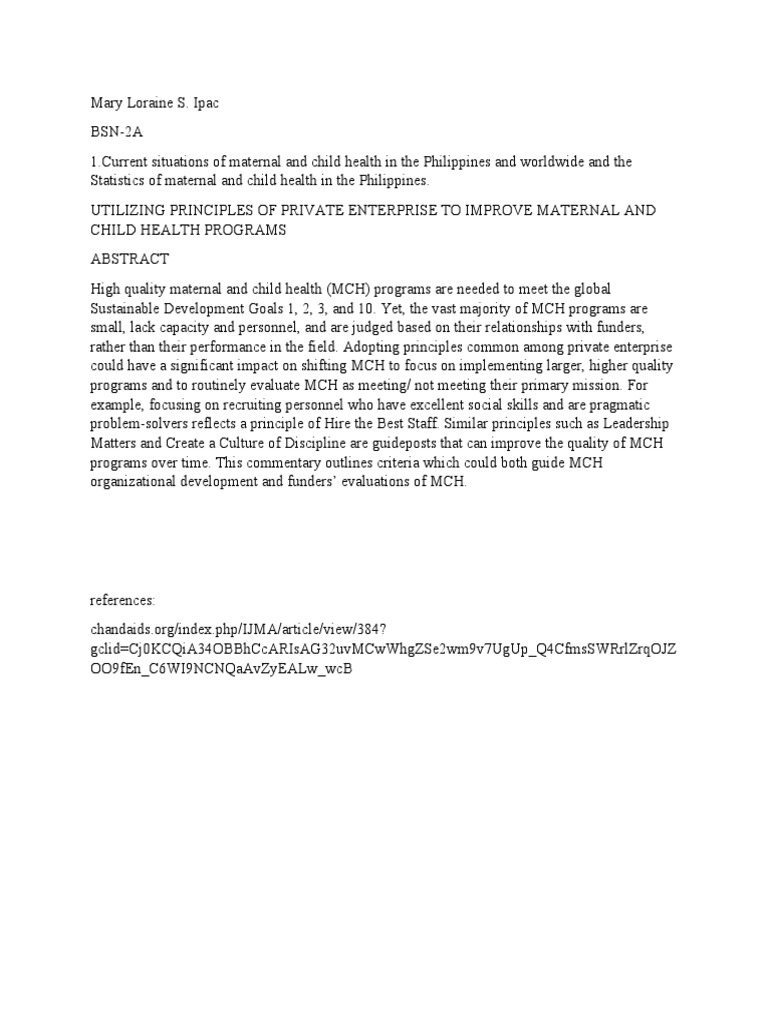 Enhancing Maternal and Child Health Programs | PDF
