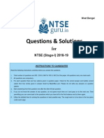 Questions & Solutions: NTSE (Stage-I) 2018-19