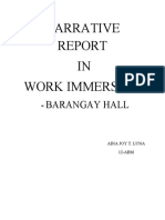 Narrative IN Work Immersion: - Barangay Hall