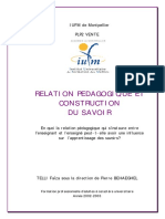 Relation Pedagogique Et Construction Du Savoir