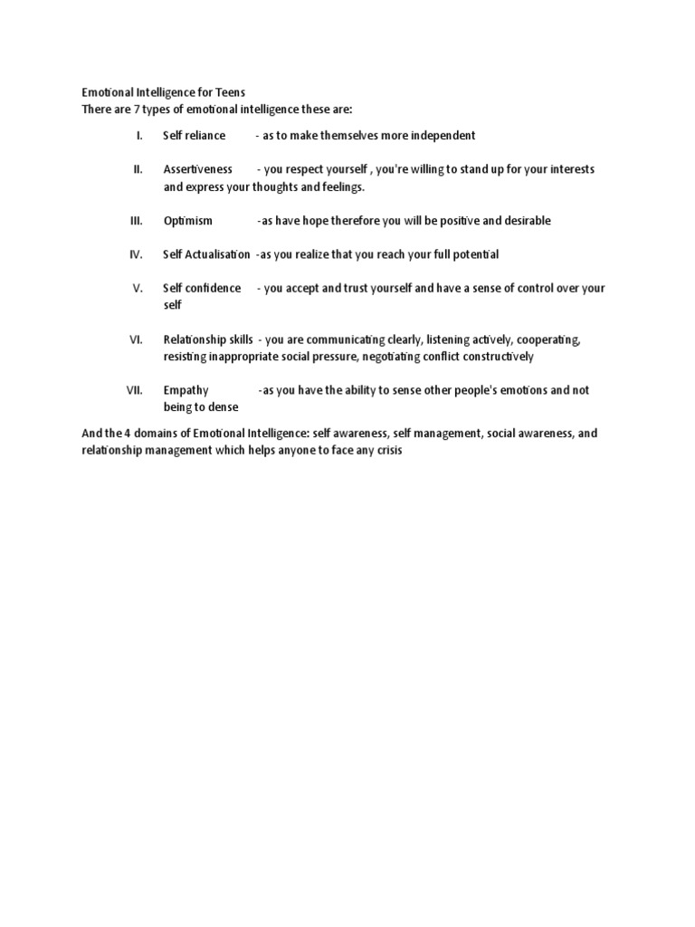 Emotional Intelligence For Teens Pdf