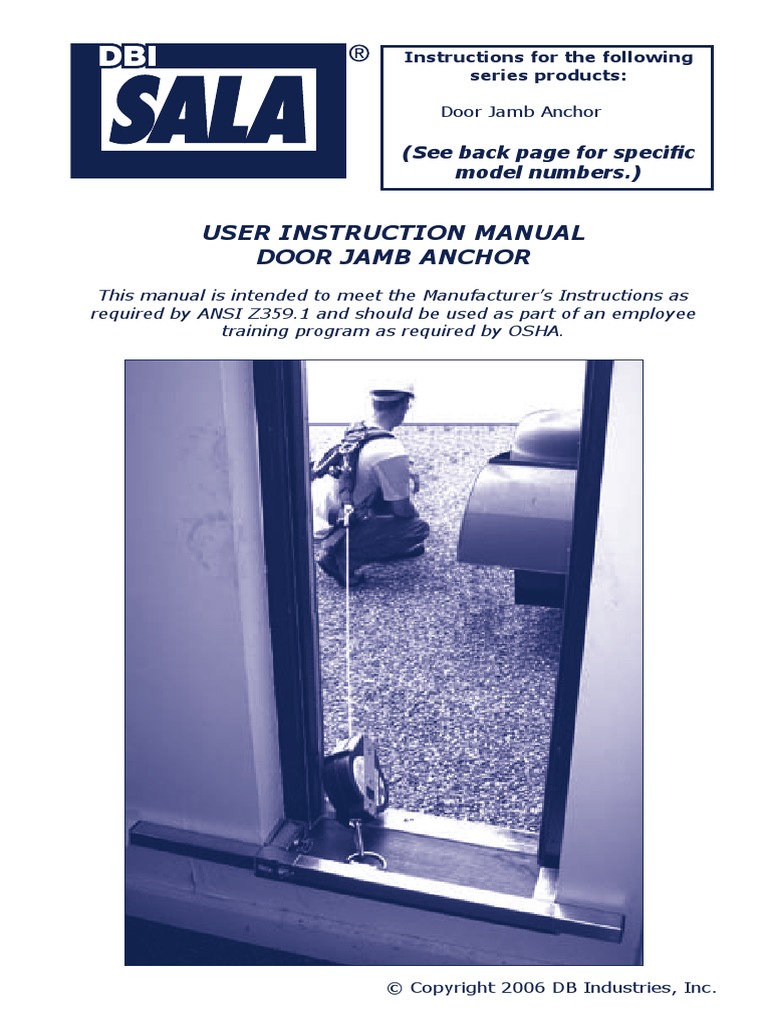 User Instruction Manual Door Jamb Anchor (See Back Page For Specific
