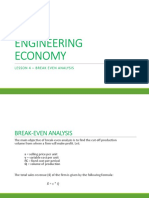 Engineering Economy: Lesson 4 - Break Even Analysis