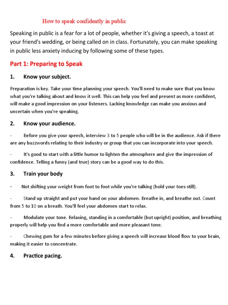 How To Speak Confidently in Public | PDF | Adverb | Human Communication