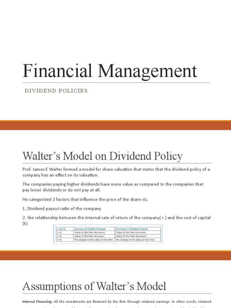 Walter and Gordon Dividend Models | PDF | Cost Of Capital | Dividend