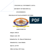 Rajasthan Technical University, Kota Department of Mechnical Engineering Program of Management Studies